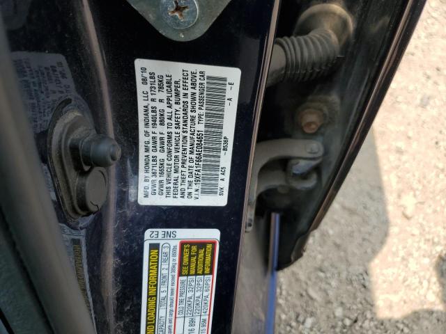 19XFA1F66AE084651 - 2010 HONDA CIVIC LX-S ლურჯი ფოტო 12