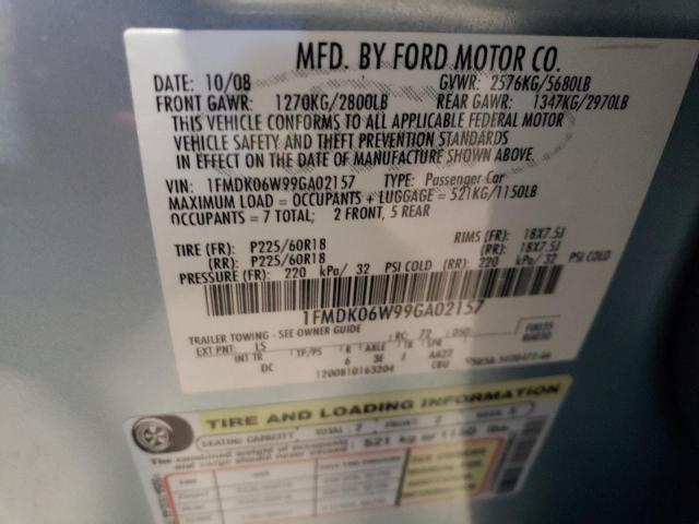 1FMDK06W99GA02157 - 2009 FORD TAURUS X LIMITED BLUE photo 12