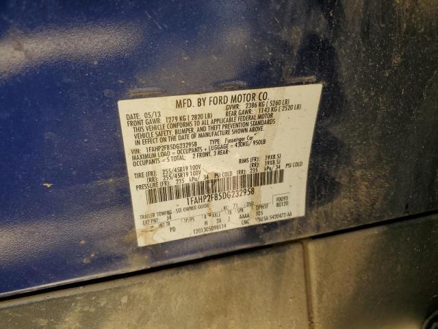 1FAHP2F85DG232958 - 2013 FORD TAURUS LIMITED BLUE photo 12