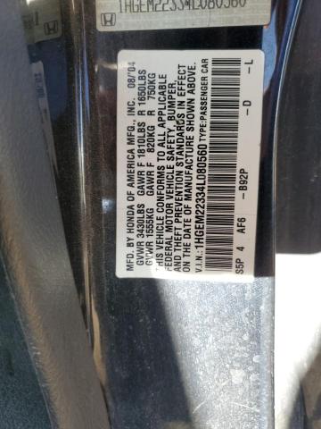 1HGEM22334L080560 - 2004 HONDA CIVIC DX VP Qara foto 12