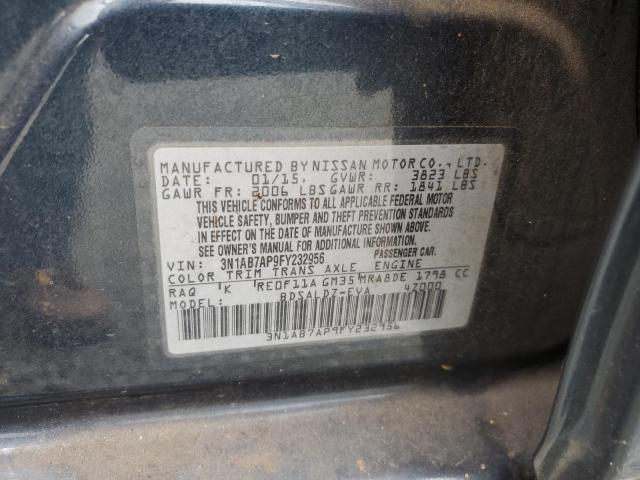 3N1AB7AP9FY232956 - 2015 NISSAN SENTRA S TEAL photo 12