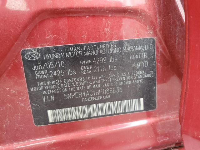 5NPEB4AC1BH086635 - 2011 HYUNDAI SONATA GLS RED photo 13