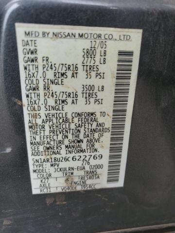 5N1AR18U26C622769 - 2006 NISSAN PATHFINDER LE 灰色 照片 12