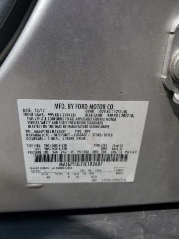 MAJ6P1UL7JC182687 - 2018 FORD ECOSPORT SE ვერცხლისფერი ფოტო 13