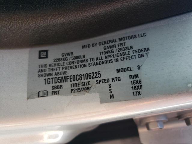 1GTD5MFE0C8106225 - 2012 GMC CANYON SLE SILVER photo 12