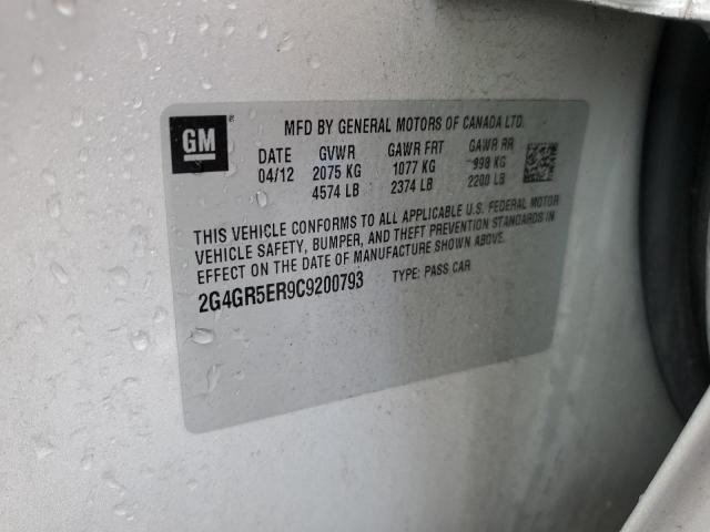 2G4GR5ER9C9200793 - 2012 BUICK REGAL 银色 照片 12