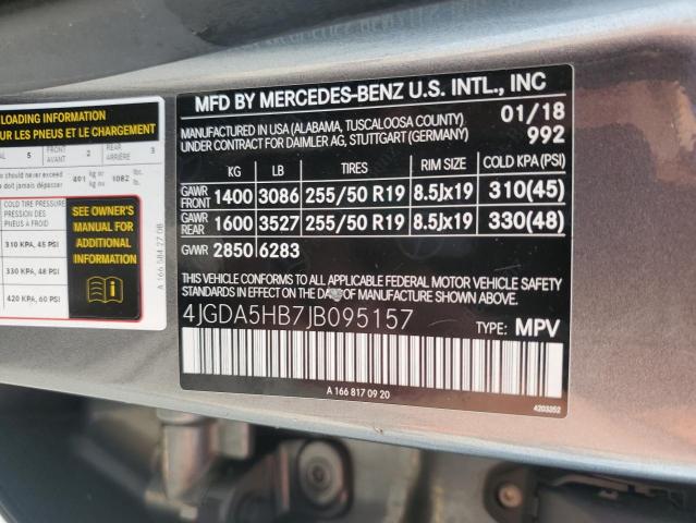 4JGDA5HB7JB095157 - 2018 MERCEDES-BENZ GLE 350 4MATIC GRAY photo 13