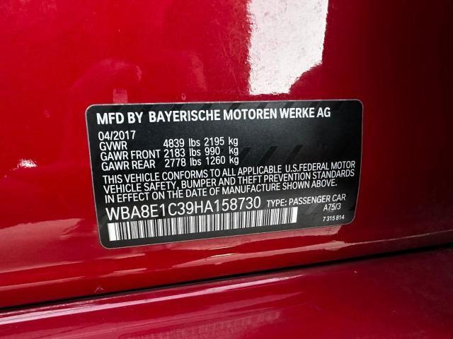 WBA8E1C39HA158730 - 2017 BMW 330E RED photo 10