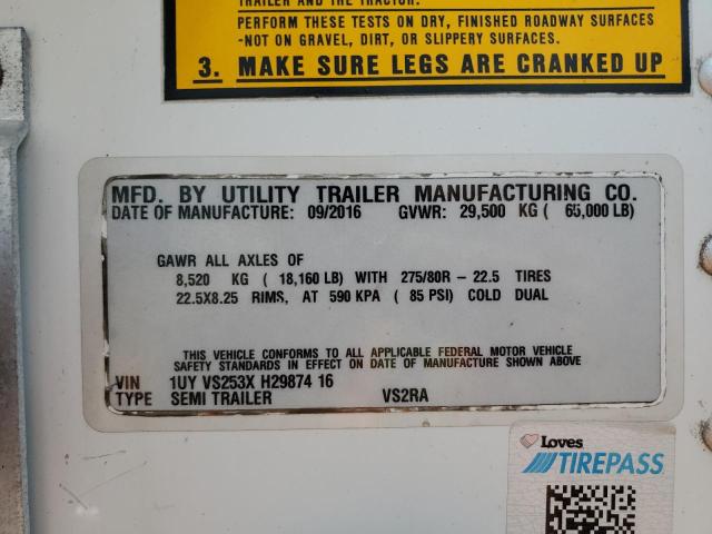 1UYVS253XH2987416 - 2017 UTILITY TRAILER Blanco foto 10