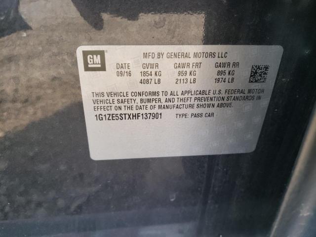 1G1ZE5STXHF137901 - 2017 CHEVROLET MALIBU LT Сұр фото 12