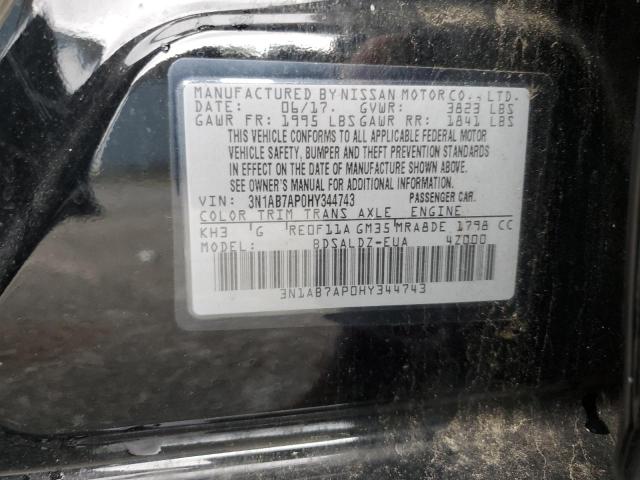 3N1AB7AP0HY344743 - 2017 NISSAN SENTRA S BLACK photo 12