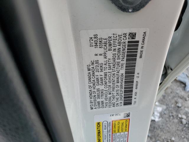 2HGFE2F58RH549384 - 2024 HONDA CIVIC SPORT WHITE photo 13