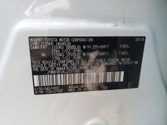 JTMBFREV4JJ737343 - 2018 TOYOTA RAV4 LE Ақ фото 13