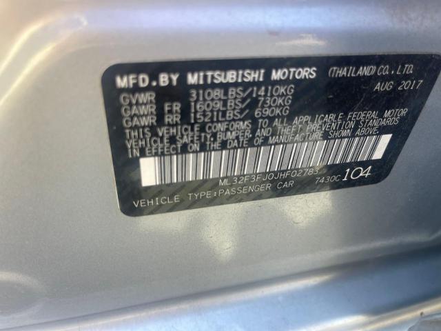 ML32F3FJ0JHF02783 - 2018 MITSUBISHI MIRAGE G4 ES GRAY photo 10