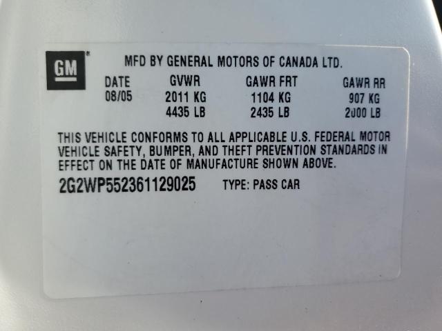 2G2WP552361129025 - 2006 PONTIAC GRAND PRIX 白色 照片 12