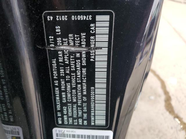 WVWFW8AH6DV003019 - 2013 VOLKSWAGEN EOS LUX BLACK photo 12