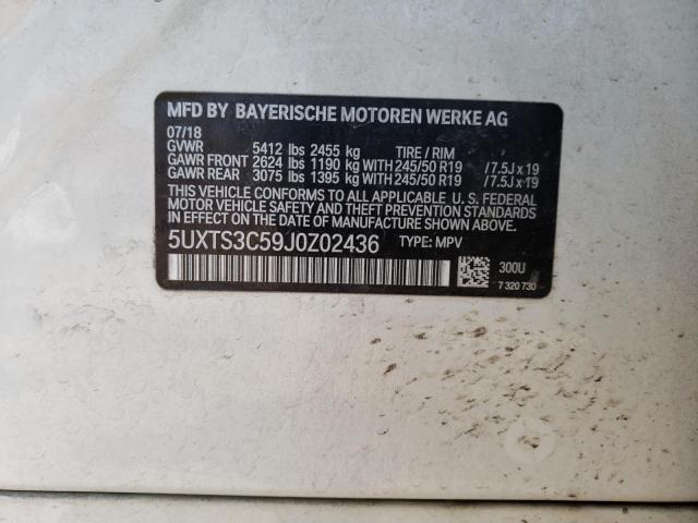 5UXTS3C59J0Z02436 - 2018 BMW X3 XDRIVEM40I WHITE photo 12