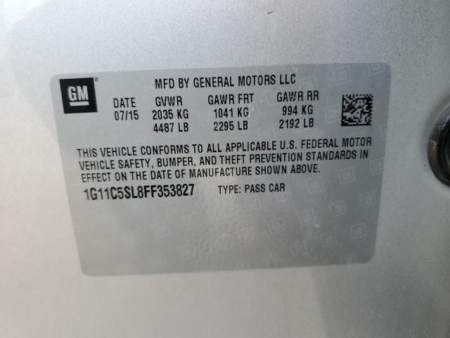 1G11C5SL8FF353827 - 2015 CHEVROLET MALIBU 1LT SILVER photo 12