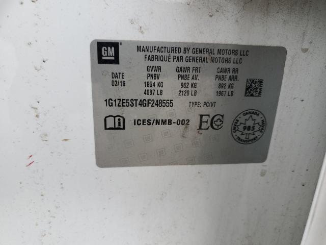 1G1ZE5ST4GF248555 - 2016 CHEVROLET MALIBU LT WHITE photo 12