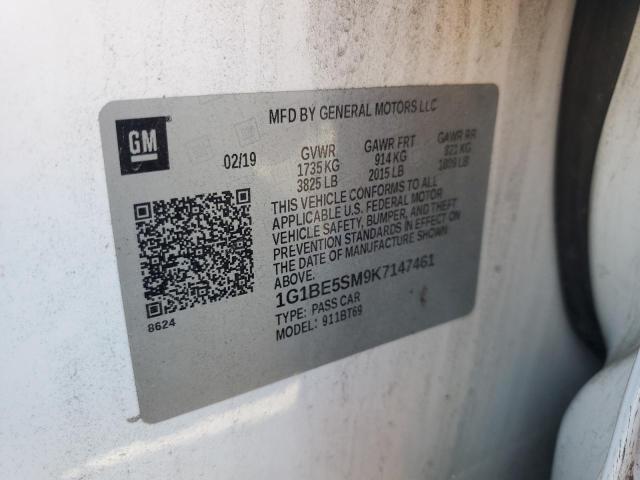 1G1BE5SM9K7147461 - 2019 CHEVROLET CRUZE LT 白色 照片 12