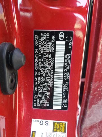 JTDEPMAE8MJ138663 - 2021 TOYOTA COROLLA LE RED photo 12