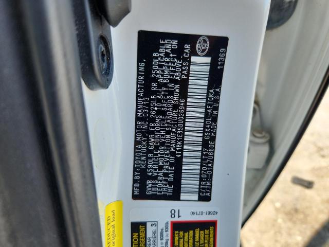 4T1BK1EB5DU026946 - 2013 TOYOTA AVALON BASE WHITE photo 12