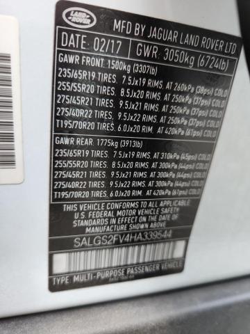 SALGS2FV4HA339544 - 2017 LAND ROVER RANGE ROVE HSE WHITE photo 14