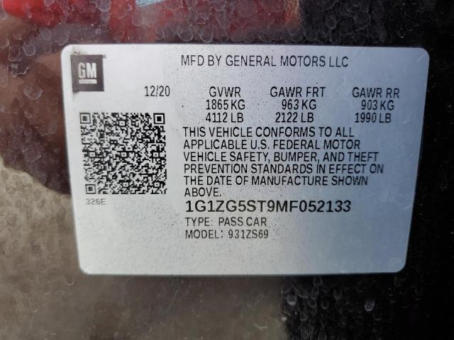 1G1ZG5ST9MF052133 - 2021 CHEVROLET MALIBU RS BURGUNDY photo 12