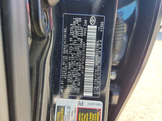 4T1BF1FK0CU157087 - 2012 TOYOTA CAMRY BASE BLACK photo 12