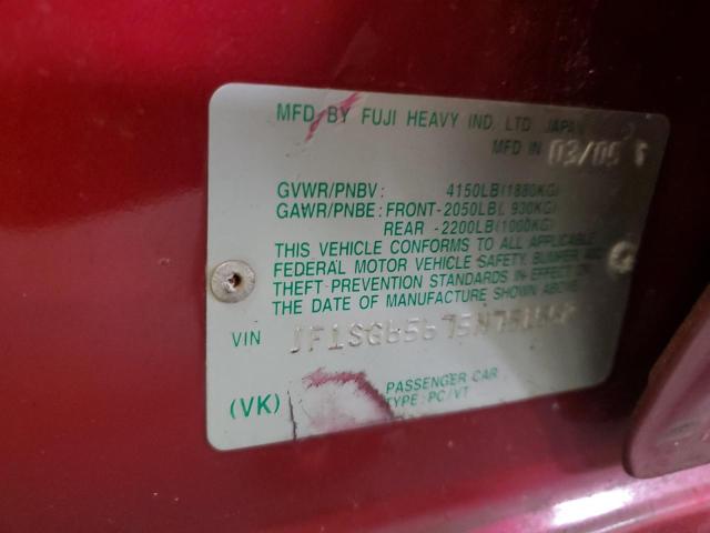 JF1SG65675H751552 - 2005 SUBARU FORESTER 2.5XS Красный фото 13