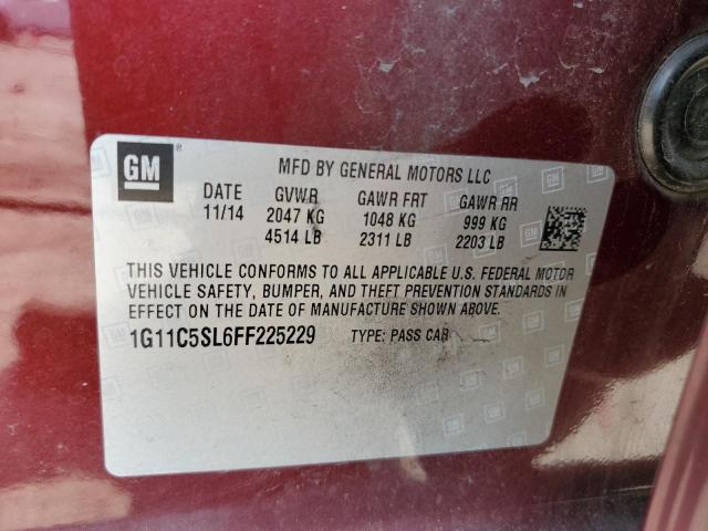 1G11C5SL6FF225229 - 2015 CHEVROLET MALIBU 1LT Qırmızı foto 12