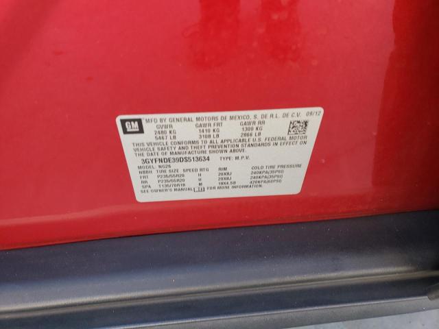 3GYFNDE39DS513634 - 2013 CADILLAC SRX PERFORMANCE COLLECTION Қызыл фото 12