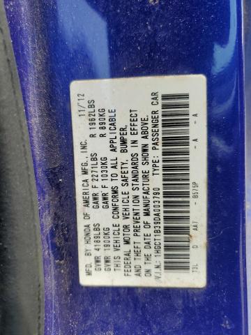 1HGCT1B39DA003790 - 2013 HONDA ACCORD LX-S BLUE photo 12