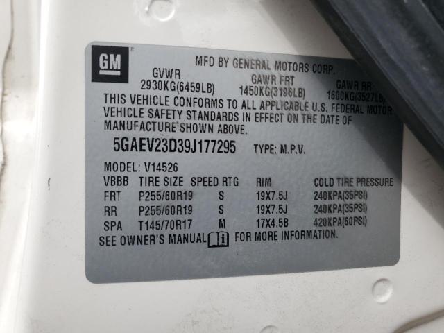 5GAEV23D39J177295 - 2009 BUICK ENCLAVE CXL CREAM photo 13