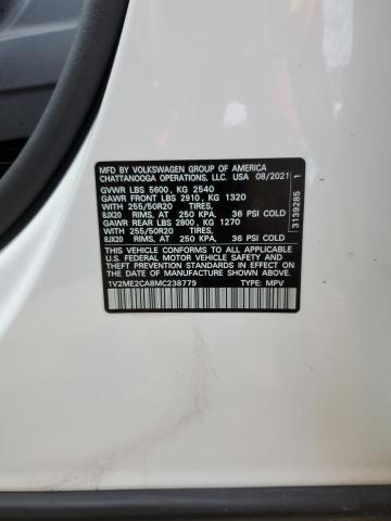 1V2ME2CA8MC238779 - 2021 VOLKSWAGEN ATLAS CROS SE თეთრი ფოტო 14