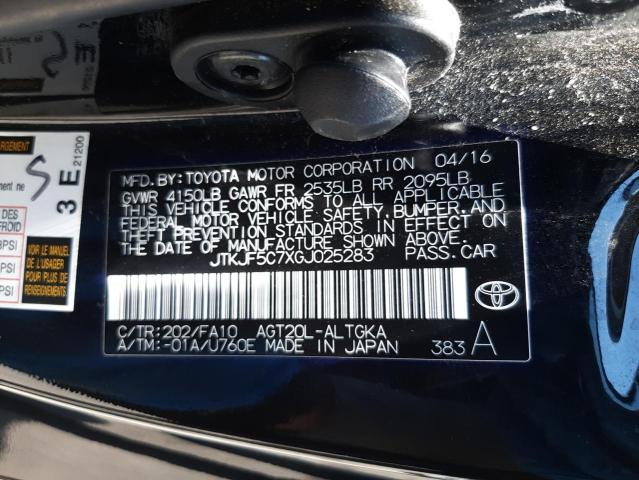 JTKJF5C7XGJ025283 - 2016 TOYOTA SCION TC 黑色 照片 10