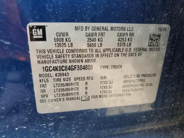 1GC4K0C84GF304808 - 2016 CHEVROLET SILVERADO K3500 LTZ BLUE photo 12