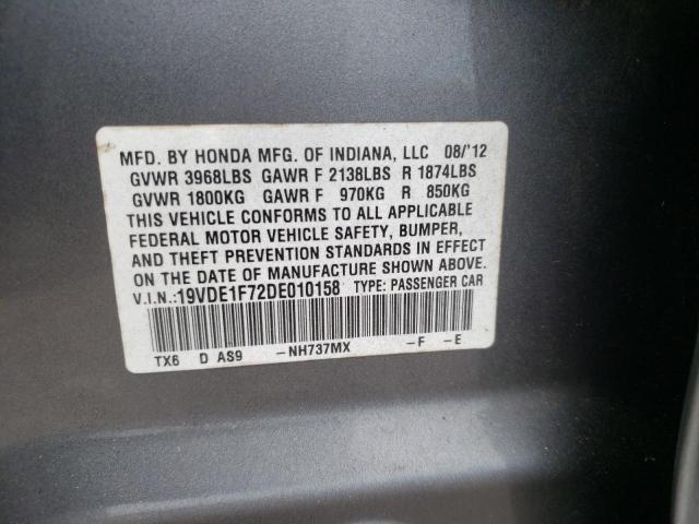 19VDE1F72DE010158 - 2013 ACURA ILX 20 TECH GRAY photo 12