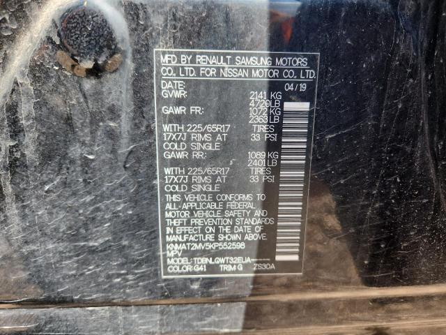 KNMAT2MV5KP552598 - 2019 NISSAN ROGUE S BLACK photo 14