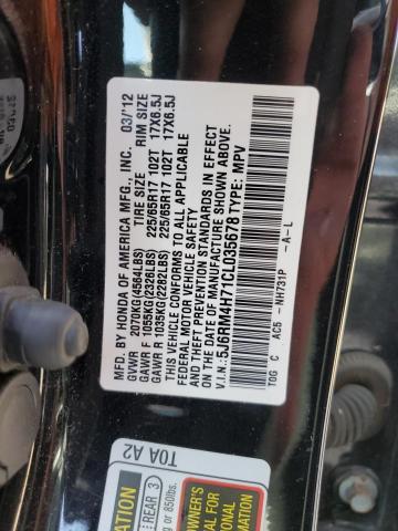 5J6RM4H71CL035678 - 2012 HONDA CR-V EXL BLACK photo 13