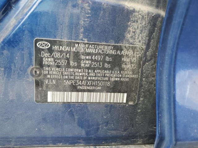 5NPE34AFXFH150118 - 2015 HYUNDAI SONATA SPORT BLUE photo 12