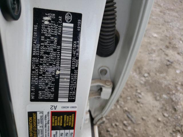 4T1BK3DB6CU454116 - 2012 TOYOTA AVALON BASE 白色 照片 13