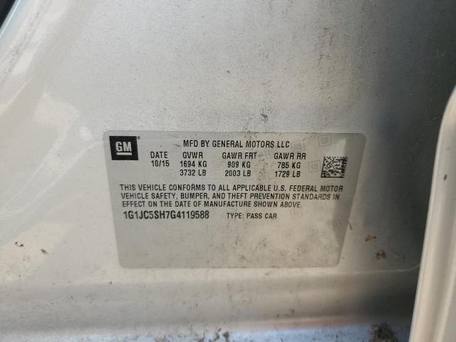 1G1JC5SH7G4119588 - 2016 CHEVROLET SONIC LT SILVER photo 12