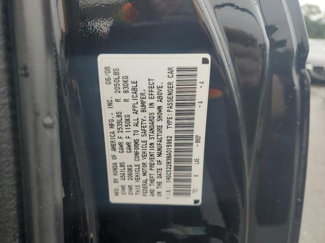 1HGCS22838A015962 - 2008 HONDA ACCORD EXL BLACK photo 12