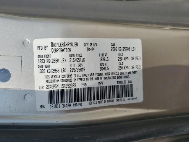 2C4GP54L15R292329 - 2005 CHRYSLER TOWN & COU TOURING TAN photo 13