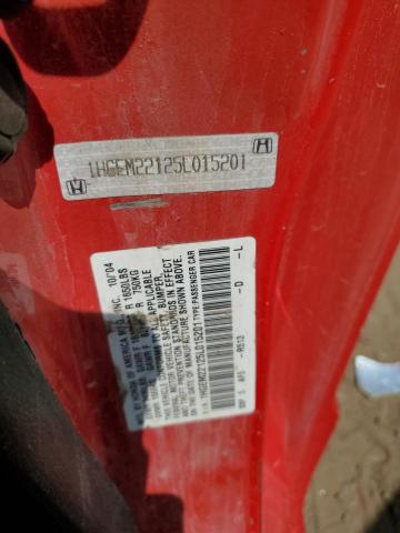 1HGEM22125L015201 - 2005 HONDA CIVIC DX VP RED photo 12