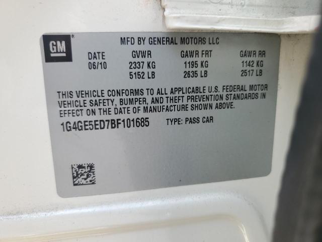 1G4GE5ED7BF101685 - 2011 BUICK LACROSSE CXS WHITE photo 12