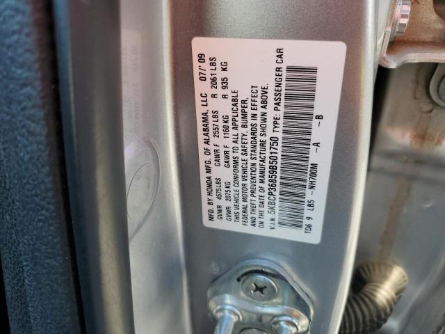 5KBCP36859B501750 - 2009 HONDA ACCORD EXL SILVER photo 13