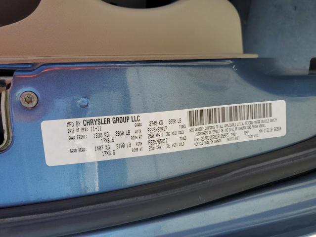 2C4RC1CG5CR195925 - 2012 CHRYSLER TOWN & COU TOURING L BLUE photo 13