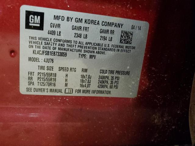 KL4CJFSB1EB733059 - 2014 BUICK ENCORE CONVENIENCE 红色 照片 13